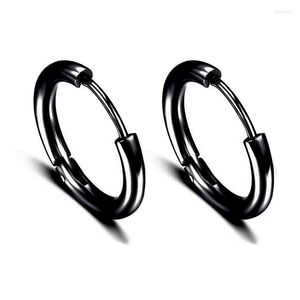 Hoop Earrings Unisex Black Color Titanium Steel Stainless Hip Hop Piercing Earring For Women Men Simple Punk Round Cool Boy Jewelry
