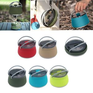 Camp Kitchen Portable Sile Folding Kettle Camping Teapot Coffee Tea Cooker Collapsible Mini Boiling Water Pot with Handle Hiking Supplies P230506