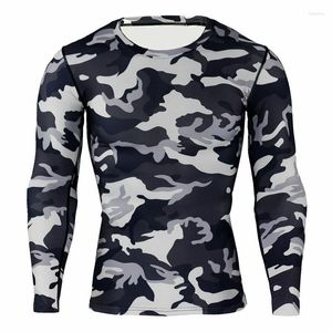 Men's T Shirts Men Compression Fitness Running Quick Dry T-shirts Long Sleeve Printed Tshirt Bodybuilding Sports Tops Tee Plus Size