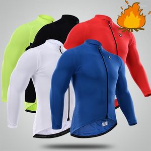 Racing Jackets 2023 Team Red Winter Cycling Jersey Bib Set MTB Bike Clothing Mens Ropa Ciclismo Thermal Fleece Bicycle Clothes Wear