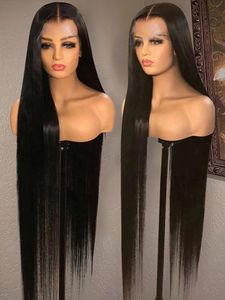 Human Chignons 34 Inch Bone Straight 13x4 Lace Front Hair Wigs For Women Brazilian 360 Transparent Frontal Wig PrePlucked 230505