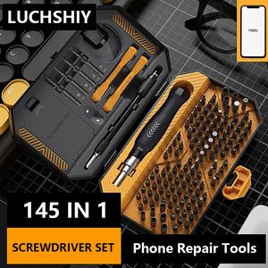 Schroevendraaier LUCHSHHIY Conjunto de chave de fenda multifuncional de precisão 145 em 1 Kit de broca de chave de fenda magnética para telefone Xiaomi PC relógios ferramenta de reparo