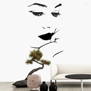 Wall Stickers Women Face Decals Beauty Salon Lips Hand Girl Silhouette Cosmetics Shop Decor Art Mural LL792