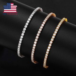 Local Us Stock Hot Sale Fine Jewelry 18k placcato oro 925 Sterling Silver Vvs Moissanite Diamond Tennis Bracciale