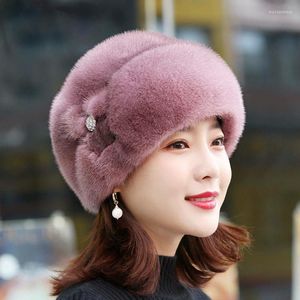 BERETS 2023ファッションソフト暖かいふわふわの冬の帽子アンゴラニットビーニー女性ボンネット女性キャップヤングスタイル