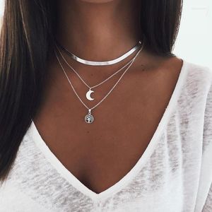 Pendant Necklaces European And American Fashion Accessories With Retro Multi-layer Star Moon Coin Necklace For Trendy Female Party Gifts