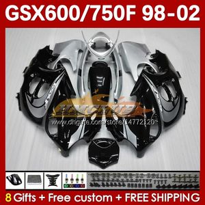 Body For SUZUKI KATANA GSX600F GSXF600 GSXF750 GSXF 600 750 CC 98 99 00 01 02 169No.71 600CC 750CC GSX750F GSXF-600 GSXF-750 1998 1999 2000 2001 2002 Fairing black silvery