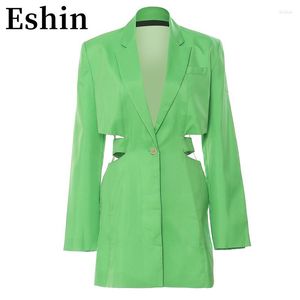 Jackets femininos Eshin Green entalhado com manga comprida Design de cintura nua de botão único para mulheres 2023 Autumn Moda de alta qualidade Casacos TH639