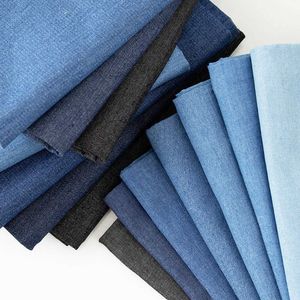 Fabric Vintage cotton blue denim fabric thin light soft cloth for dolls diy clothes jeans dress bag cap apron craft manual material P230506