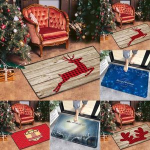 Julekorationer Santa Floor Door Mat Anti-Slip Kitchen Room Home Merry Carpet Outdoor Decor Xmas A6N5