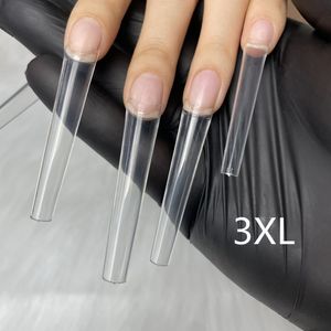 Nail Practice Display 500st 3xl XXL Coffin S Straight Stiletto Square Shape Easy French XXXL Clear Press On False Art Tips Salo 230505