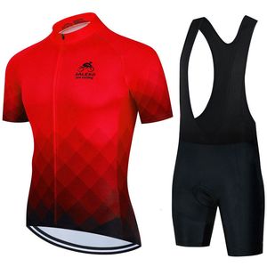 Rowerowe koszulki Sets Red Salexo Ubranie Summer Men krótkie rękawowe koszulka szosowa rowerowe rower 230505