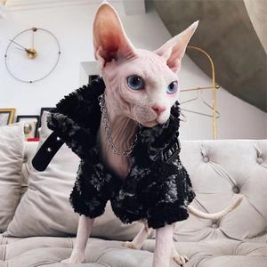 Clothing Sphynx Hairless Cat Clothes Sphinx Devon Winter Warm Fleece Extra Thick Lamb Wool Pet Jacket Coat