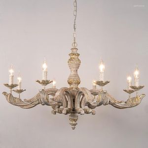 Chandeliers Italy Dining Room Antique Wood Chandelier Lighting Lamparas LED Candle Holder Hanging Lamp Parlor Foyer Home Lights &