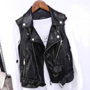 Damen Westen Pu-Leder Weste Damen Motorrad Weste Mantel ärmellose Tankjacke