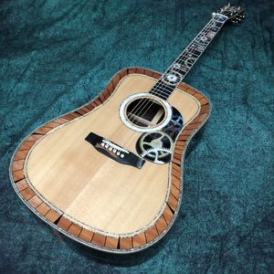 Chitarra acustica 6 corde 41 pollici D200 Tutto in legno Tastiera in legno di ebano Reale intarsio in abalone Personalizzazione supporto Freeshipping