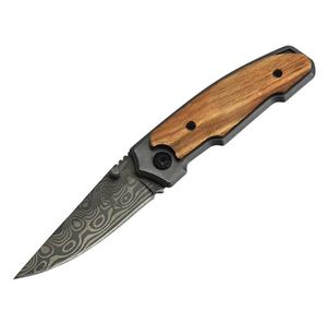 Sopravvivenza Coltello a lama pieghevole 3CR17MOV Lame in acciaio Coltello con manico in legno Coltello da campeggio per escursioni Coltelli da caccia tattici