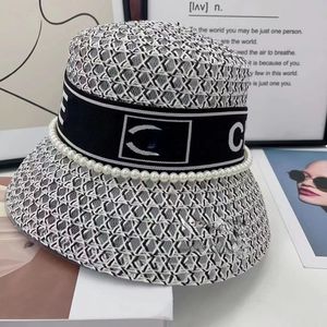 New Elegant Letter Bucket Fisherman Straw Hat Female Spring Travel Sunshade Japanese-Style and Internet-Famous Black and White Sun Protection Hat