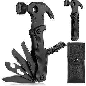 Acessórios para camping multitool de martelo, 18 em 1 bolso multi -sobrevivência ferramentas de gadgets legais presentes de aniversário para homens, pai