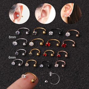 Puncture Cubic Zircon C-shaped Hoop Piercing Earrings Nose Nail Stainless Steel Screw Back Ear Bone Ring Nail Cuff Earring Body Jewelry Wholesale For Women Gifts