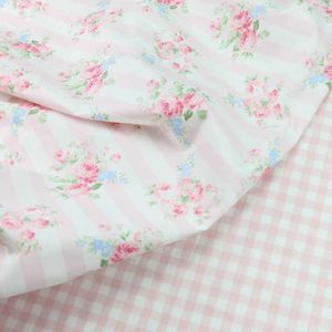 Tyg 235 cm*50 cm rosa blommor bomullstyg Diy Bedding Dress Patchwork Tyg Barn Handarbete Bomull Tygtyg P230506