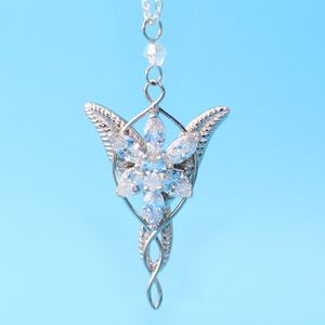 Ожерелья с подвеской из стерлингового серебра 925 пробы, свадебные украшения Lord Princess Arwen Evenstar для женщин с кристаллами 230506