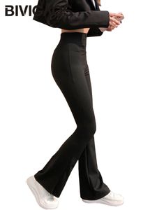 Calças femininas S Bivigao Shark Black Elastic Black Slim Caist High Horseshoe Micro Casual Moda Leggings 230506