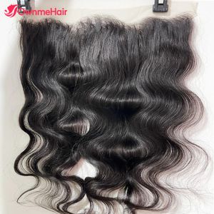 Pieni di capelli Wave del corpo 13x6 13x4 in pizzo trasparente Brasiliano Frontale Brasile Umana 4x4 Chiusura morbida e invisibile Prenisse nodi sbiancati 230505