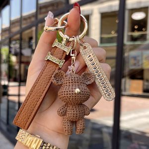 designer key chain luxury bag charm female cute bear car key ring fashion fur ball pendant male trendy accessories number plate creative exquisite nice
