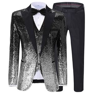 Män s kostymer blazers mens 3 stycken paljett färg glänsande skårlapel för bröllopsfest brudgum bankett nattklubb blazer väst byxa 230506