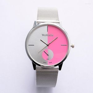 Нарученные часы серебряная сетчатая группа Quartz Womage Fashion Wome Watches Relogio Feminino Случайные часы Ladies Montre Femme