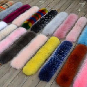 Scarves Luxury Natural Real Raccoon Fur Collar Winter Warmer For Women Parka Coat Hood Straight Scarf Genuine Shawl