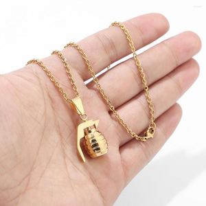 Pendant Necklaces HIPhop Gold Color Stainless Steel Sports Hand Grenades Bombs For Men/woman Jewelry