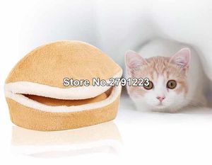 캐리어 탈착식 고양이 침낭 소파 매트 햄버거 개 집 짧은 플러시 작은 애완 동물 침대 따뜻한 강아지 개집 둥지 둥지 쿠션 애완 동물 제품