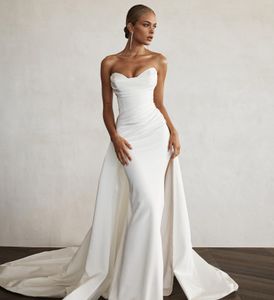 Modern Mermaid Wedding Dress Sweetheart Front Slit Backless Boho Soft Satin Bridal Gowns Party 2024 Robe De Mariee Vestidos De Noiva
