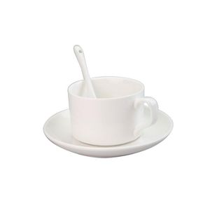 Sublimationsrohlinge Cappuccino-Tassen mit Untertassen und Löffeln 5 Unzen Porzellan Espresso-Teetassen-Set Kaffeetassen für Latte Mokka Mled
