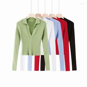 Jaquetas femininas Big Sweater de malha em V Sweater Short Slim Korean Chic Lapel Sexy Mulher Interior Base