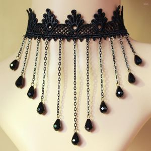 Catene Prodotti di personalità della moda Europa e America - vendita di collana di pizzo Dance Party Girocollo con nappa di cristallo nero femminile