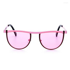 Güneş gözlüğü moda meirong yarım ay kadınlar paslanmaz çelik çerçeve marka tasarımcısı punk parti erkekler gözlük tonu