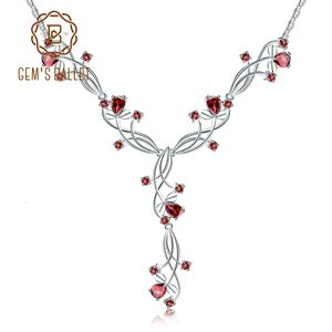 Pingente colares gem s ballet 8 08ct natural vermelho garnet nupcial para mulheres 925 prata esterlina gemstone jóias de casamento 230506
