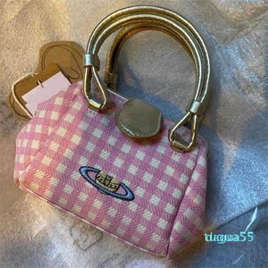 Designer-Women's Designer Bag Pink Plaid Bag Söt bärbar messengerväska