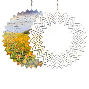 10 Inch Aluminum 3D Sublimation Wind Spinner Blanks Double-Sided Printable Metal Hanging Decors for Yard and Garden Art