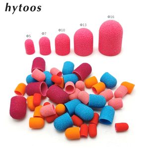 Nail Art Equipment 50Pcs Plastic Sanding Caps Drill Accessories Pedicure Care Polishing Sand Block Foot Cuticle Remove Tool With Rubber Grip 230505