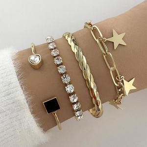 Charm Bilezikler Sindlan 4pcs Charms Kristal Bilek Kadınlar Vintage Altın Renk Zincirleri Yıldız Açık Bangles Set Moda Takı Pulseras