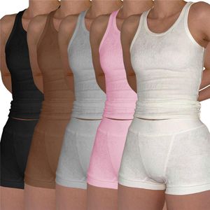 Kobiety dresy projektantki 2 -częściowe krótkie spodnie Zestaw bez rękawów spodenki Bodycon Lady kamizelki +szorty sopt jogger garnitur letni hurt 9829