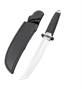 Offerta speciale Coltello tattico a lama fissa per esterni 440C Lama a punta Tanto satinata Manico in plastica con manico in plastica Coltelli dritti con fodero in pelle