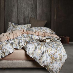 寝具セット29color 4/6pcs豪華なエジプトの綿の寝具セットクイーンキングサイズ明るいフラミンゴリーフ布団カバーベッドシートセットフィットシート230506
