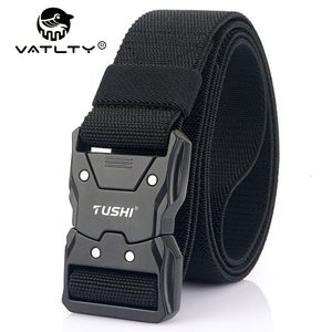 Belts VATLTY Unisex Elastic Belt Hard Alloy Quick Release Buckle Tough Stretch Nylon Men's Military Tactical Belt Work Accessories 230506