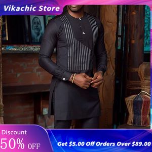 ملابس الرجال للرجال Dashiki African Clothing للرجال مع بنطلون الرجال وقميص الرجال المخططين من قطعتين الصيف للرجال مجموعة M-4XL 230506