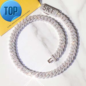 Yu ying passe teste de diamante 8-14mm de largura gra moissanite diamante prata corrente cubana para homens hip hop colar